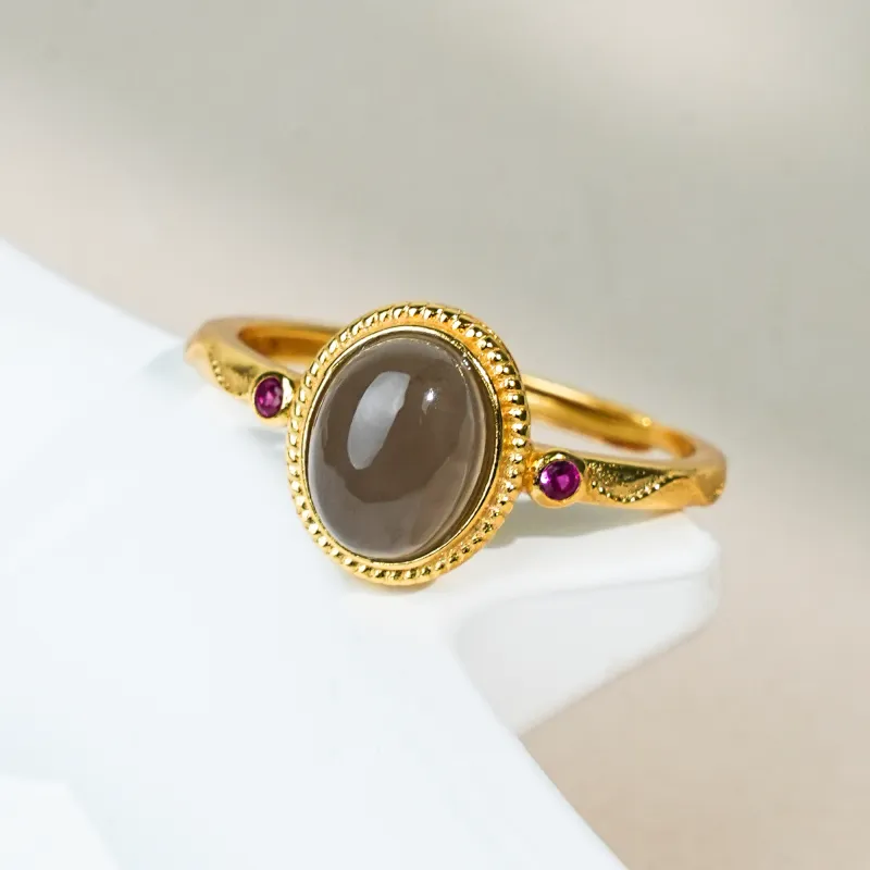 CUIYOUSHIJIA Hetian Jade Rings Smoky Purple Women's-7