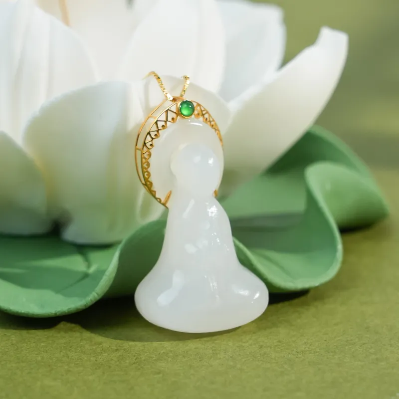 CUIYOUSHIJIA Hetian Jade Pendants White Jade Unisex-1