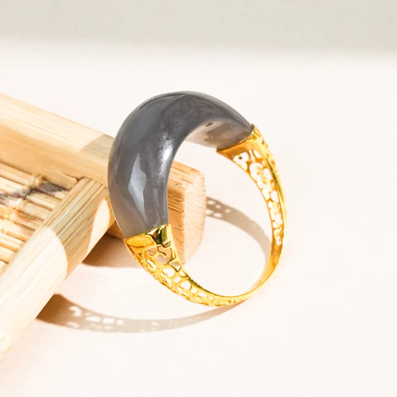 CUIYOUSHIJIA Hetian Jade Rings Smoky Purple Women's-2