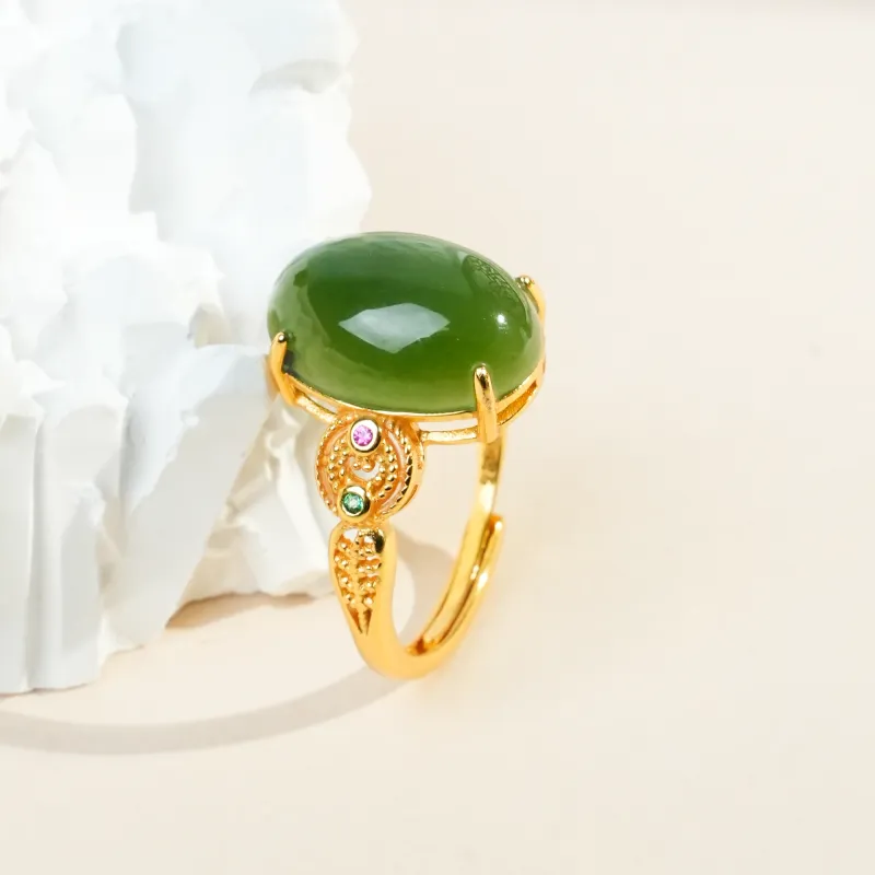 CUIYOUSHIJIA Hetian Jade Rings Jasper Women's-2