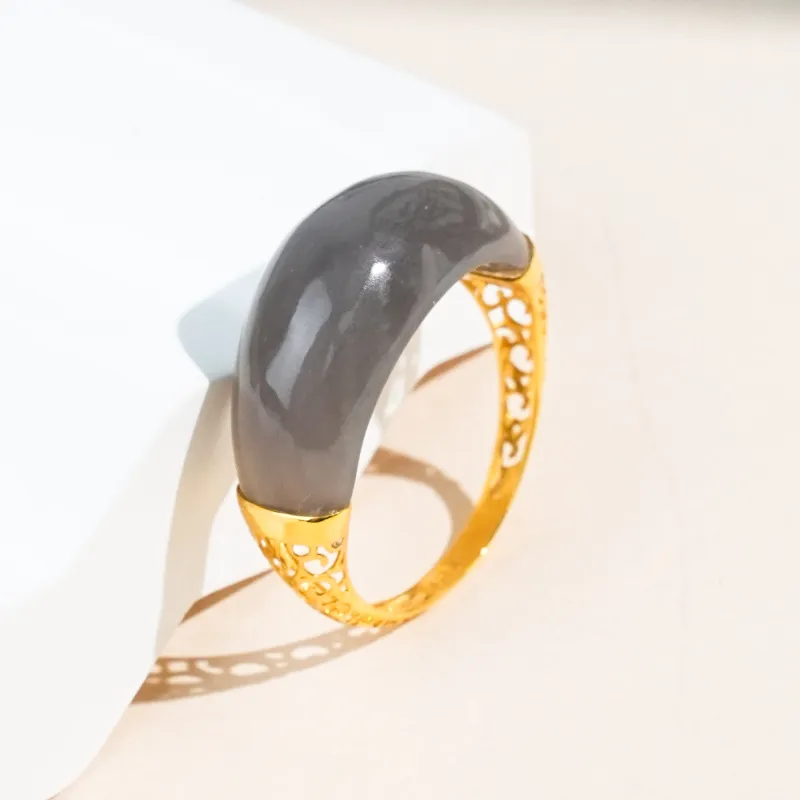 CUIYOUSHIJIA Hetian Jade Rings Smoky Purple Women's-3