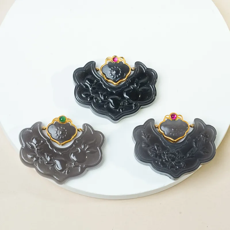 CUIYOUSHIJIA Hetian Jade Pendants Smoky Purple Women's-6