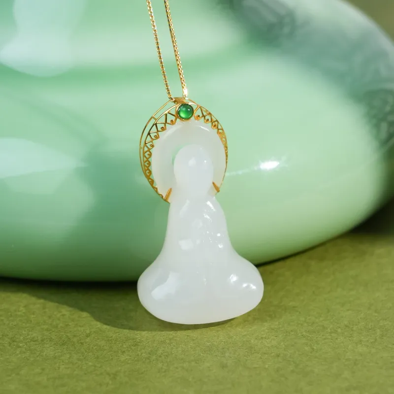 CUIYOUSHIJIA Hetian Jade Pendants White Jade Unisex-2
