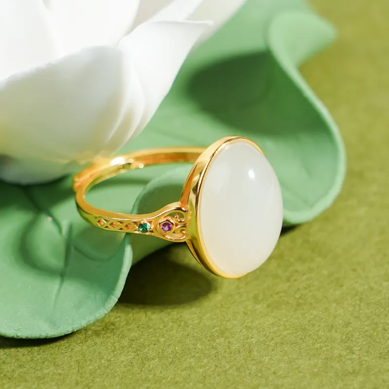 CUIYOUSHIJIA Rings White Jade Women's-4