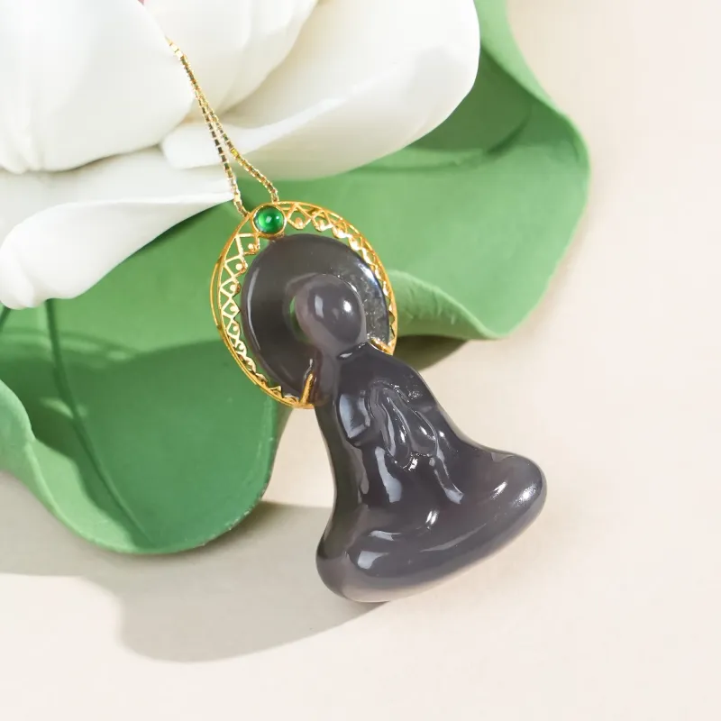 CUIYOUSHIJIA Hetian Jade Pendants Smoky Purple Unisex-1