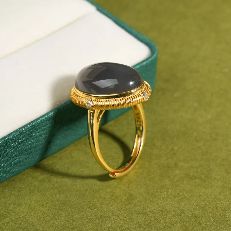 CUIYOUSHIJIA Hetian Jade Rings Smoky Purple Women's-3