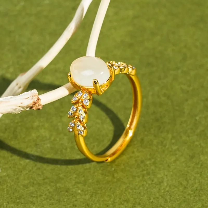 CUIYOUSHIJIA Hetian Jade Rings Pale Greenish White Jade Women's-1