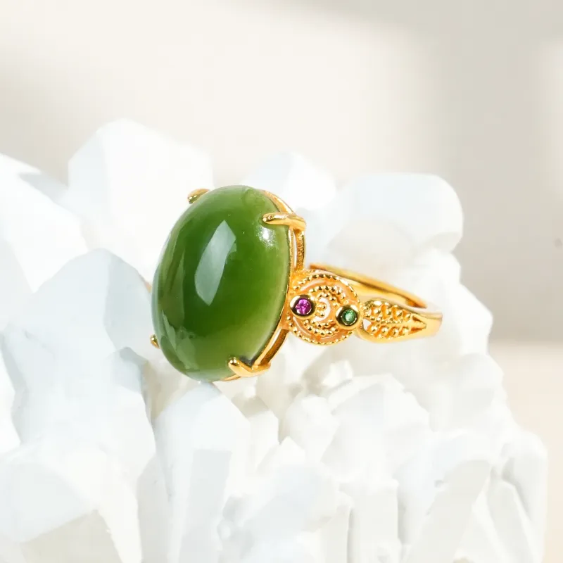 CUIYOUSHIJIA Hetian Jade Rings Jasper Women's-3