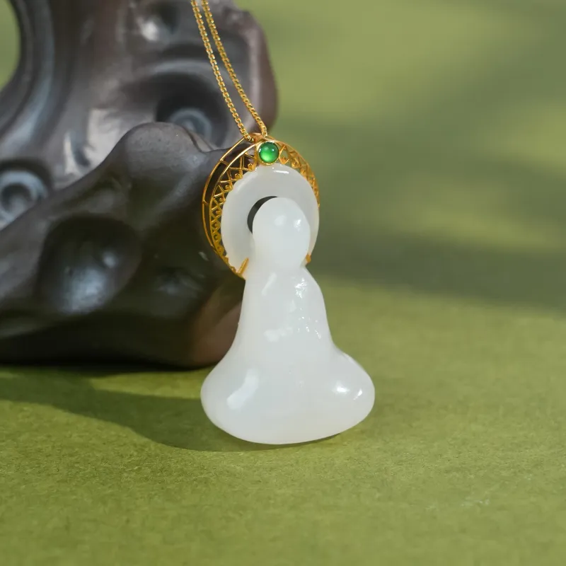CUIYOUSHIJIA Hetian Jade Pendants White Jade Unisex-3