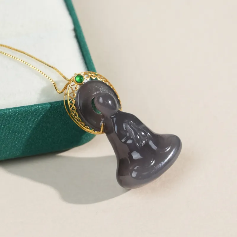 CUIYOUSHIJIA Hetian Jade Pendants Smoky Purple Unisex-4