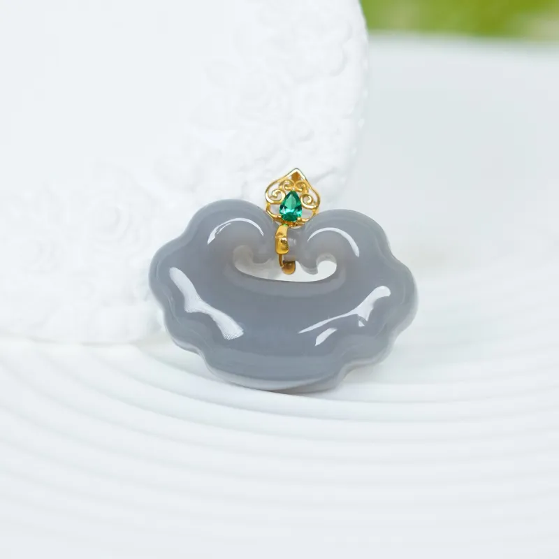 CUIYOUSHIJIA Hetian Jade Pendant, Comes With Gold Plated S925 Sterling Silver Chain Smoky Purple Women's-2