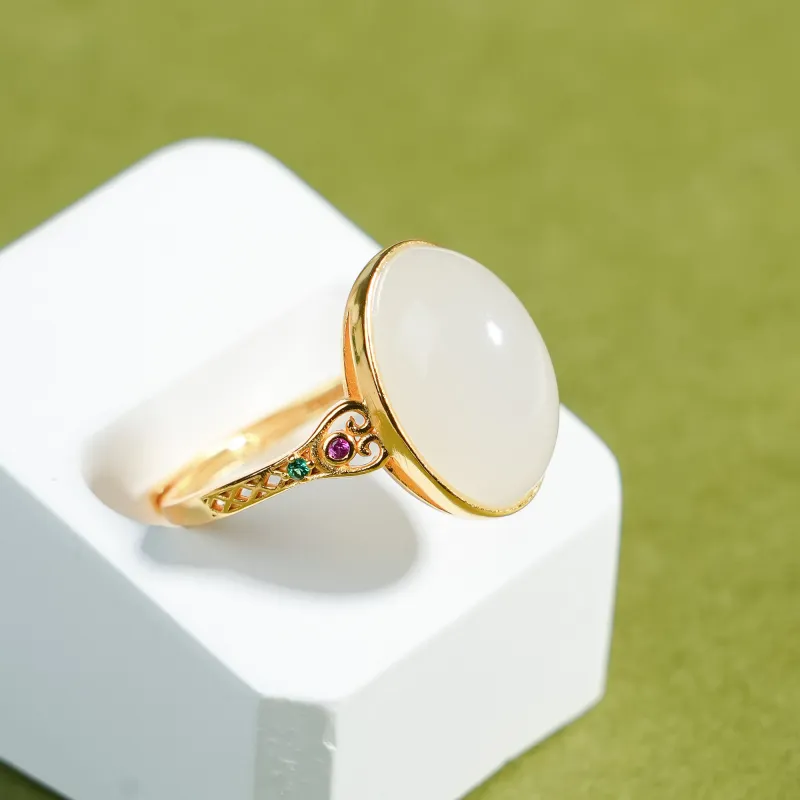 CUIYOUSHIJIA Rings White Jade Women's-3