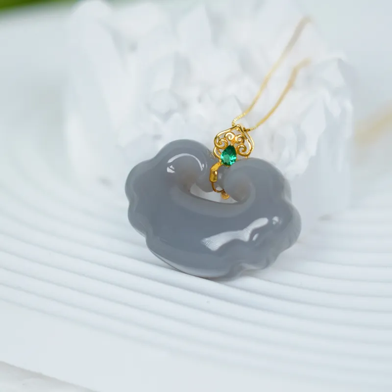 CUIYOUSHIJIA Hetian Jade Pendant, Comes With Gold Plated S925 Sterling Silver Chain Smoky Purple Women's-5