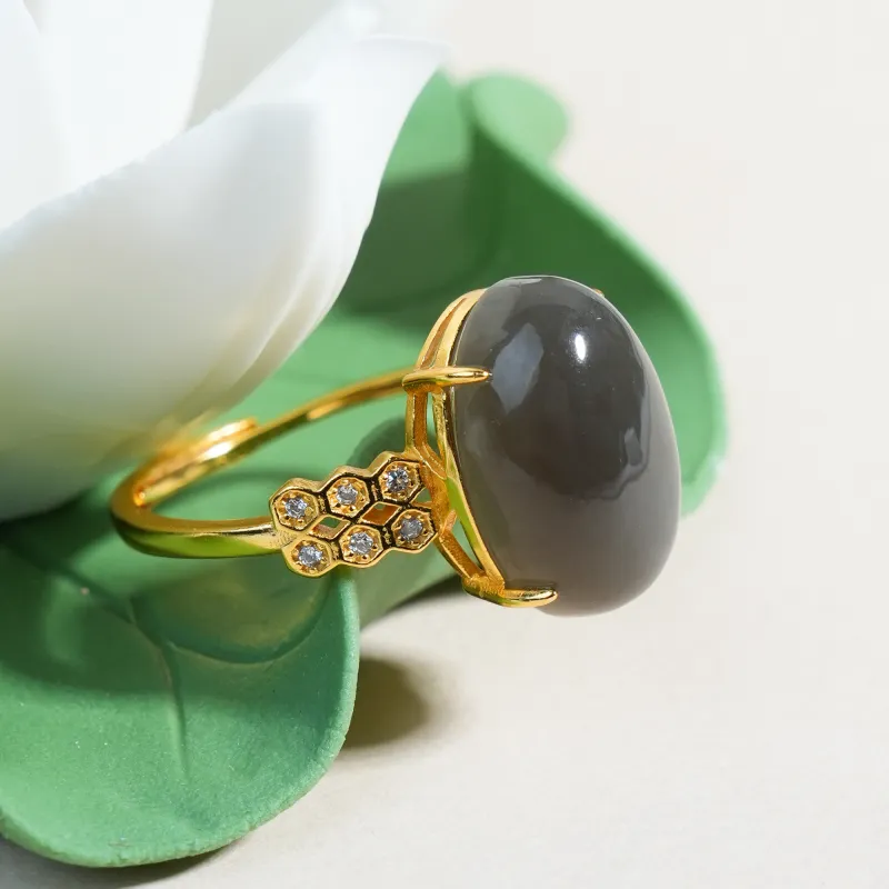 CUIYOUSHIJIA Hetian Jade Rings Smoky Purple Women's-2