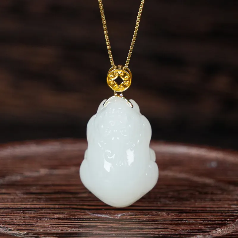 CUIYOUSHIJIA Hetian Jade Pendants White Jade Women's-5