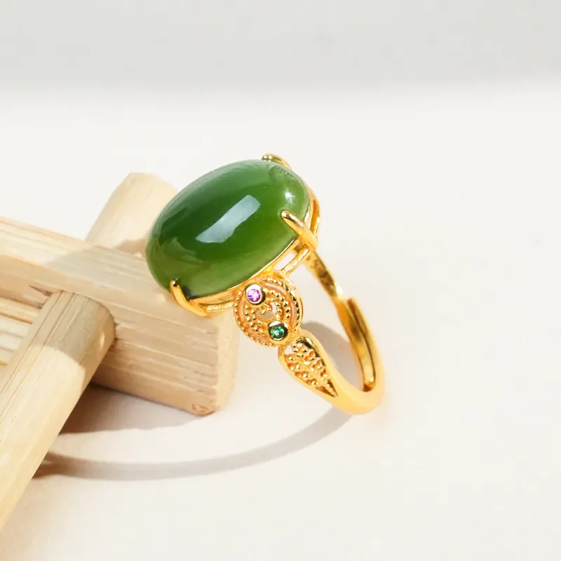 CUIYOUSHIJIA Hetian Jade Rings Jasper Women's-1