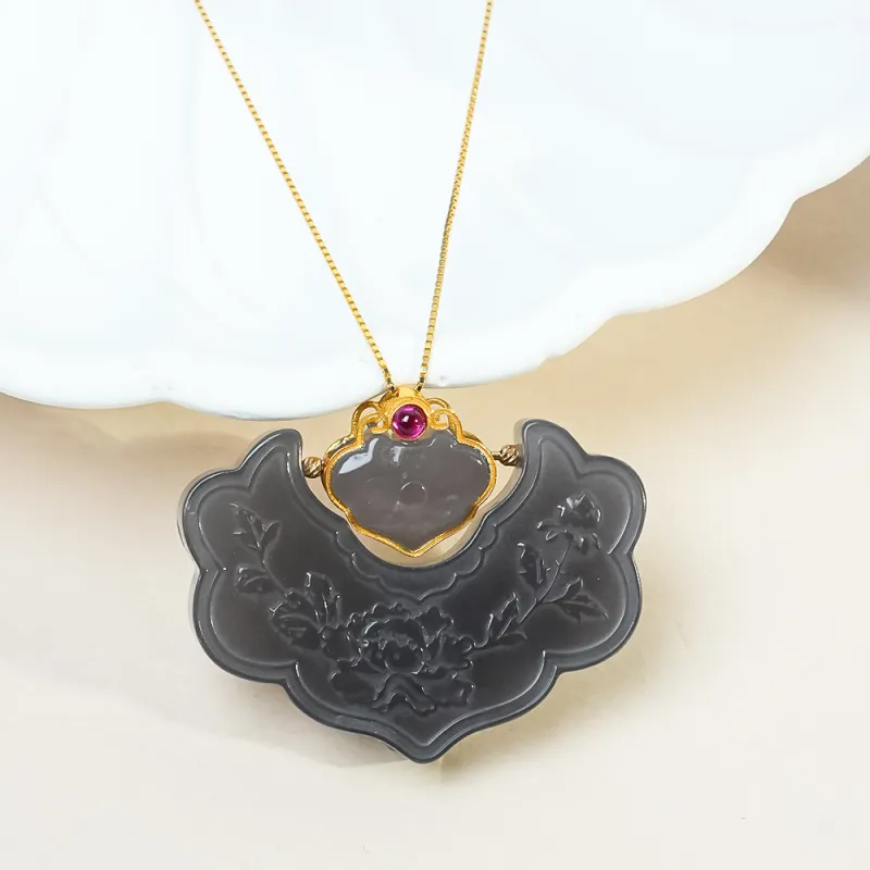 CUIYOUSHIJIA Hetian Jade Pendants Smoky Purple Women's-5