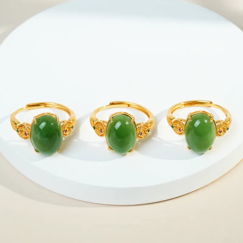 CUIYOUSHIJIA Hetian Jade Rings Jasper Women's-5