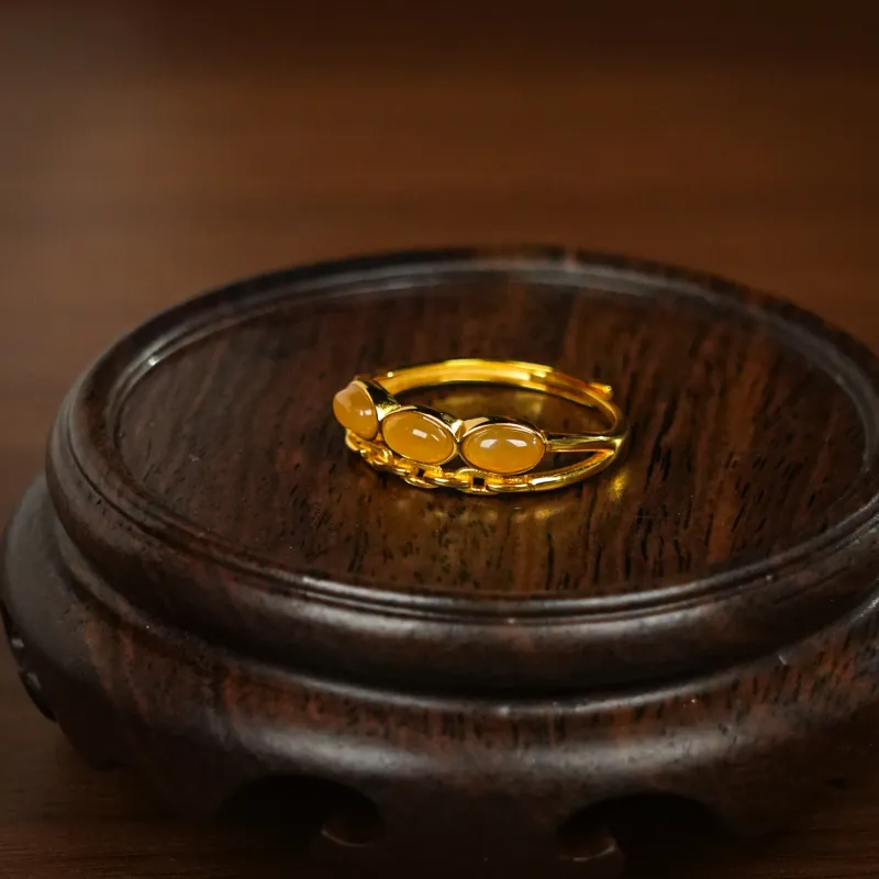 CUIYOUSHIJIA Hetian Jade Rings Sugar Jade Women's-3