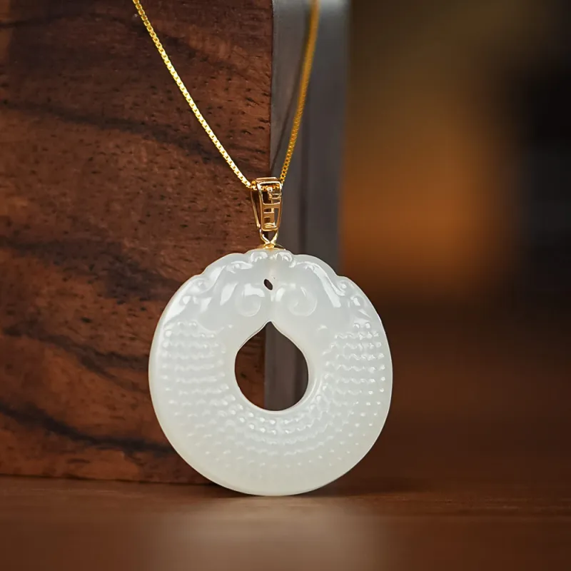 CUIYOUSHIJIA Hetian Jade Pendants White Jade Unisex-5