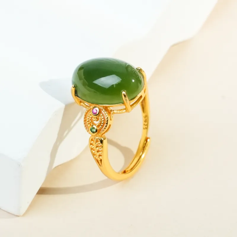 CUIYOUSHIJIA Hetian Jade Rings Jasper Women's-4