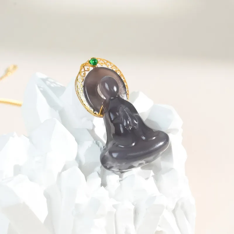 CUIYOUSHIJIA Hetian Jade Pendants Smoky Purple Unisex-5