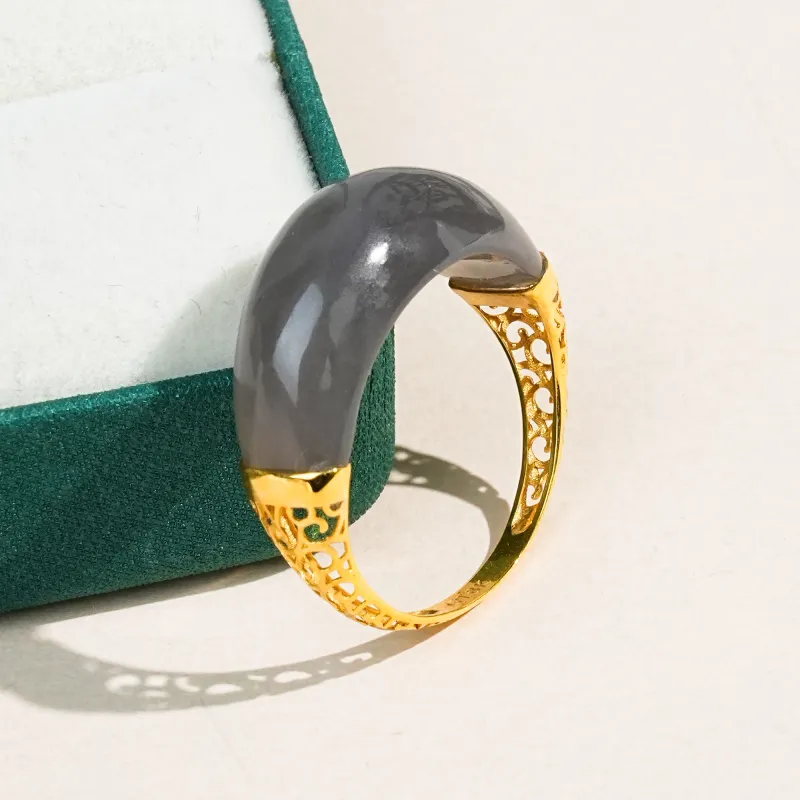 CUIYOUSHIJIA Hetian Jade Rings Smoky Purple Women's-4