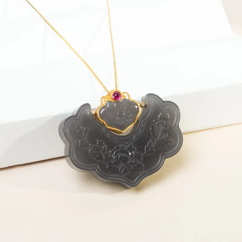 CUIYOUSHIJIA Hetian Jade Pendants Smoky Purple Women's-3
