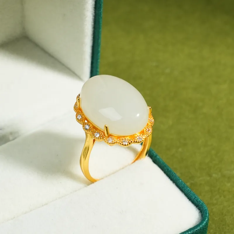 CUIYOUSHIJIA Hetian Jade Rings White Jade Women's-2