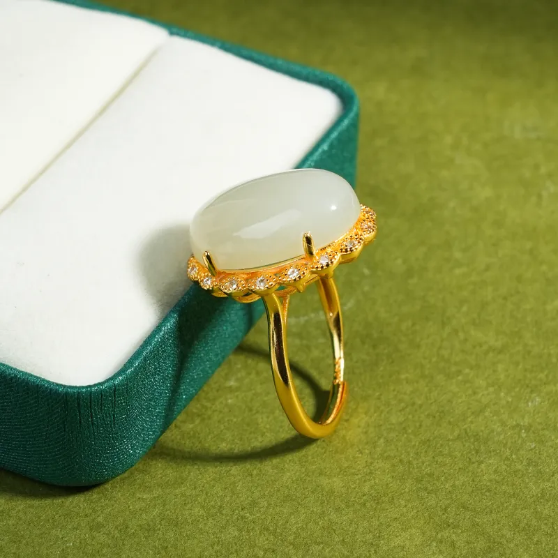 CUIYOUSHIJIA Hetian Jade Rings White Jade Women's-1