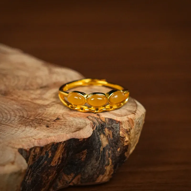 CUIYOUSHIJIA Hetian Jade Rings Sugar Jade Women's-4
