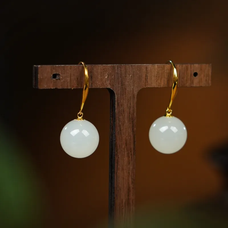 CUIYOUSHIJIA Earrings White Jade Women's-2