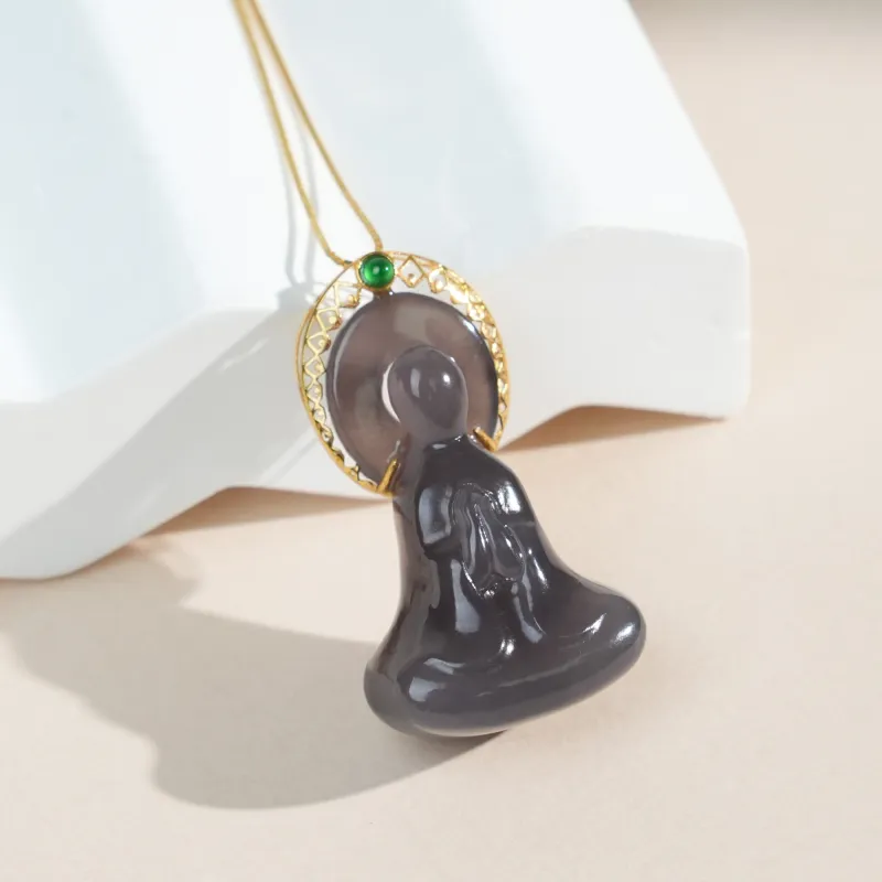 CUIYOUSHIJIA Hetian Jade Pendants Smoky Purple Unisex-2