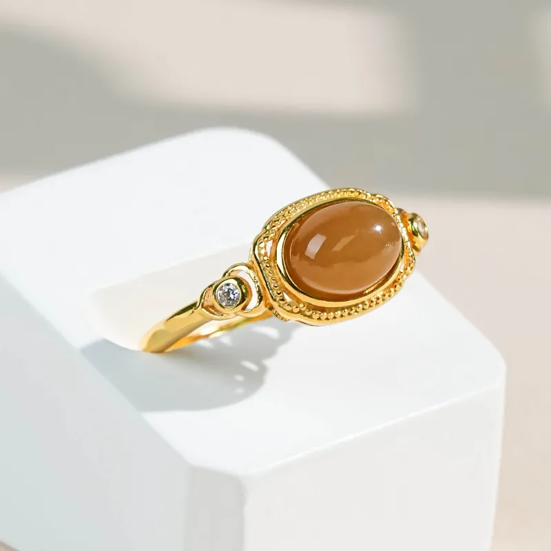 CUIYOUSHIJIA Hetian Jade Rings Sugar Jade Women's-5