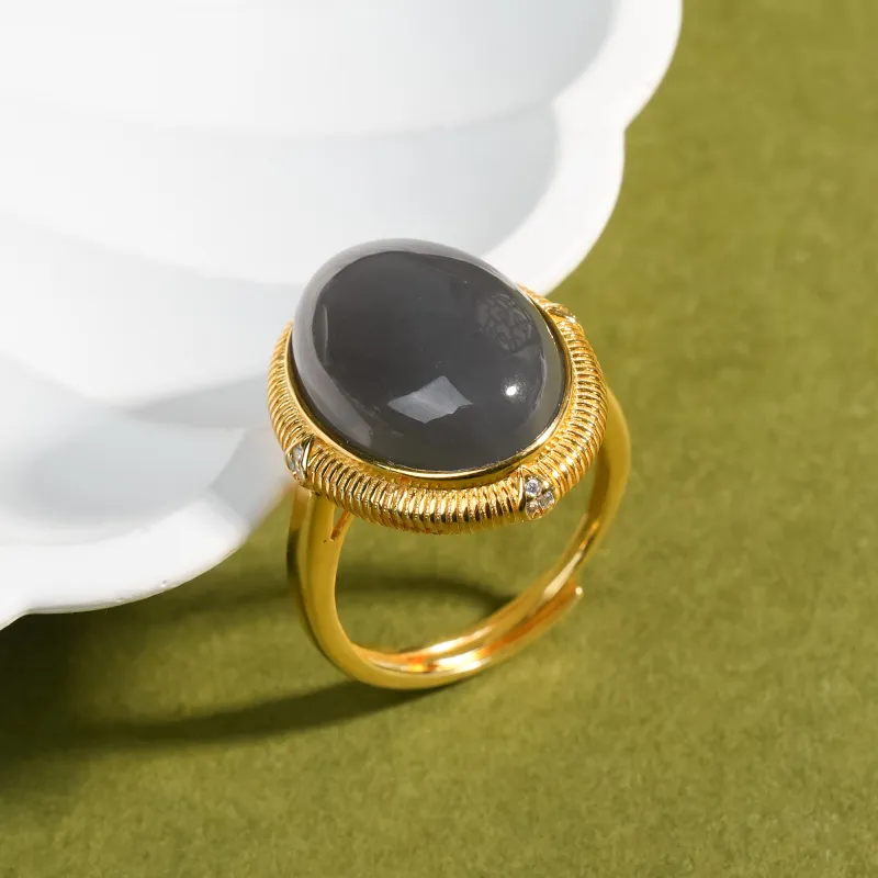 CUIYOUSHIJIA Hetian Jade Rings Smoky Purple Women's-1