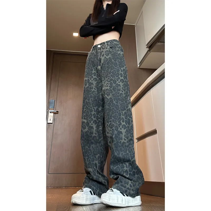 NOTFORMAD Jeans Unisex Leopard Print-2