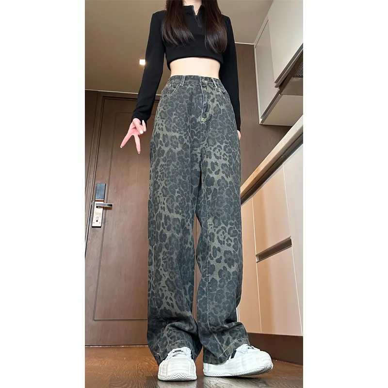 NOTFORMAD Jeans Unisex Leopard Print-5