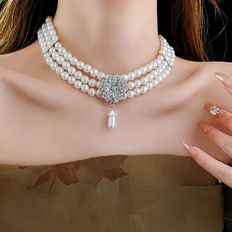 FEO Faux Pearl Necklaces Women's-3