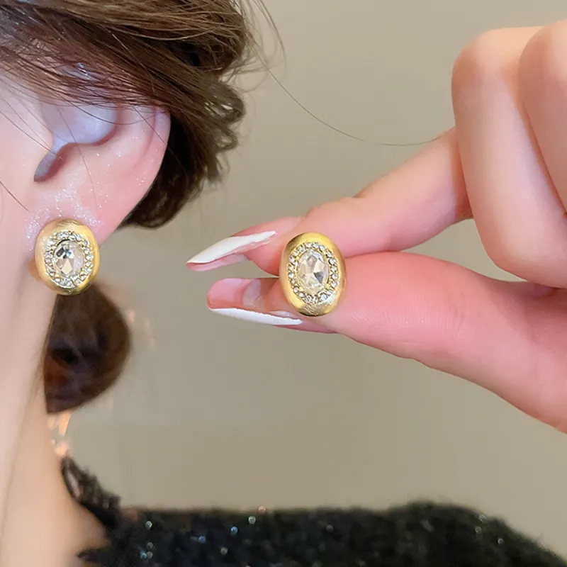 FEO Zircon Stud Earrings Women's-1