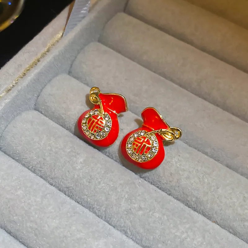 FEO Zircon Stud Earrings Women's-3