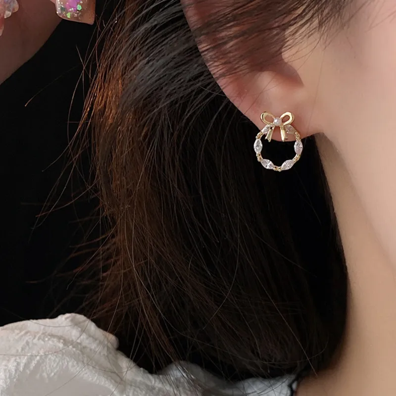FEO Zircon Stud Earrings Women's-3