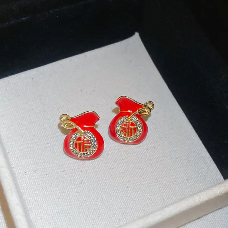 FEO Zircon Stud Earrings Women's-4