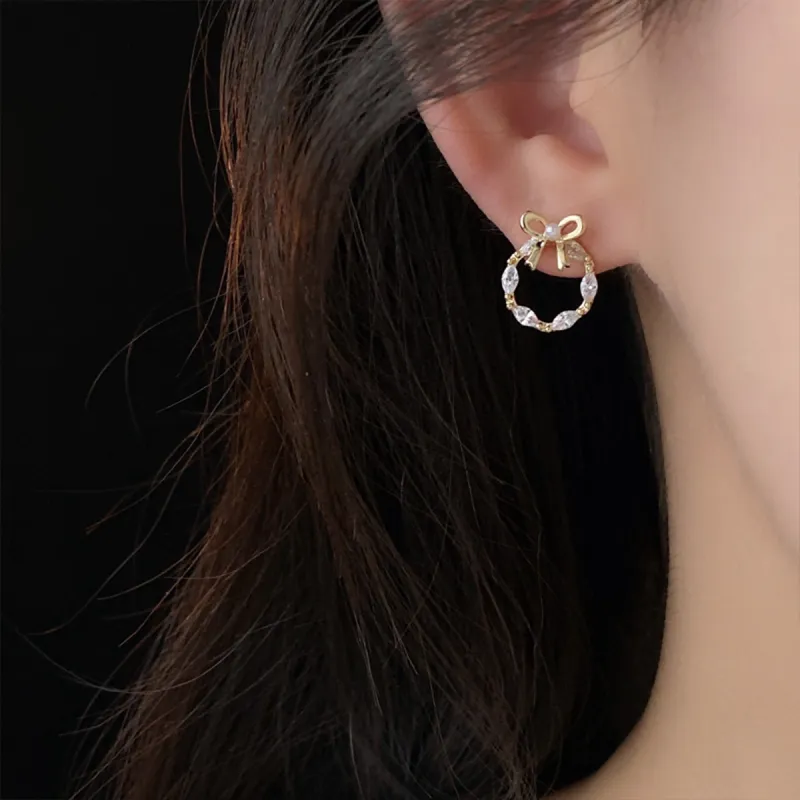 FEO Zircon Stud Earrings Women's-1