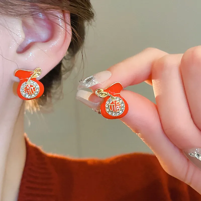 FEO Zircon Stud Earrings Women's-1