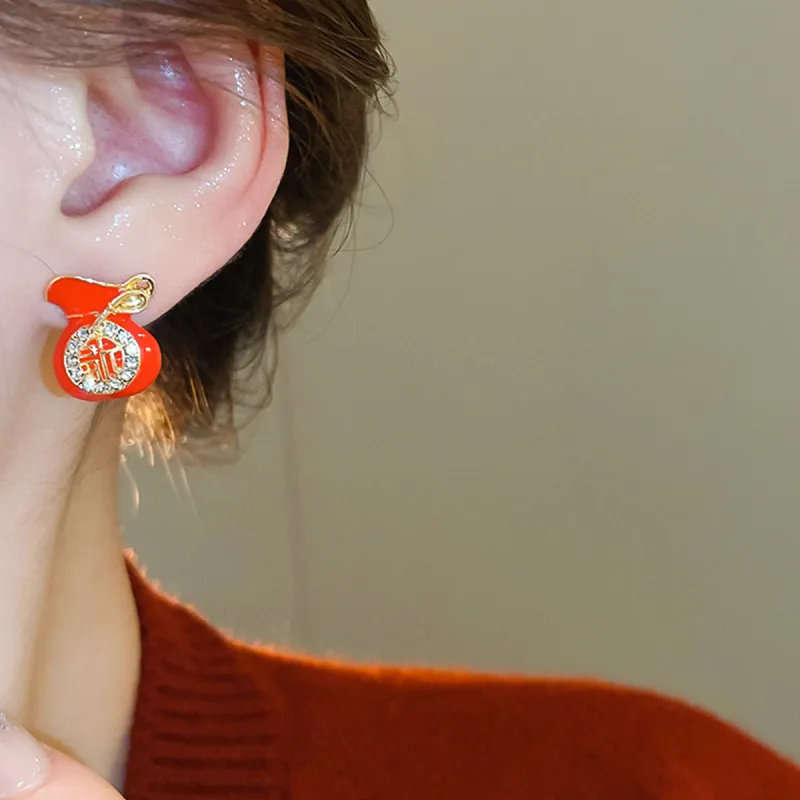FEO Zircon Stud Earrings Women's-2
