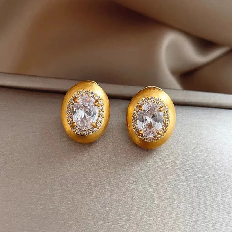 FEO Zircon Stud Earrings Women's-2