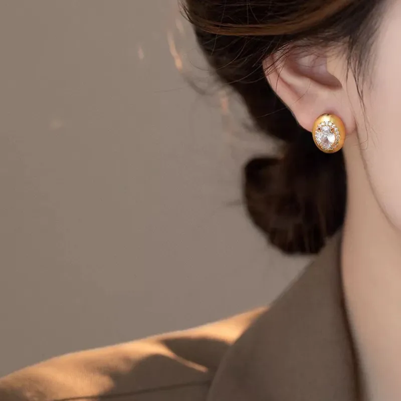FEO Zircon Stud Earrings Women's-3