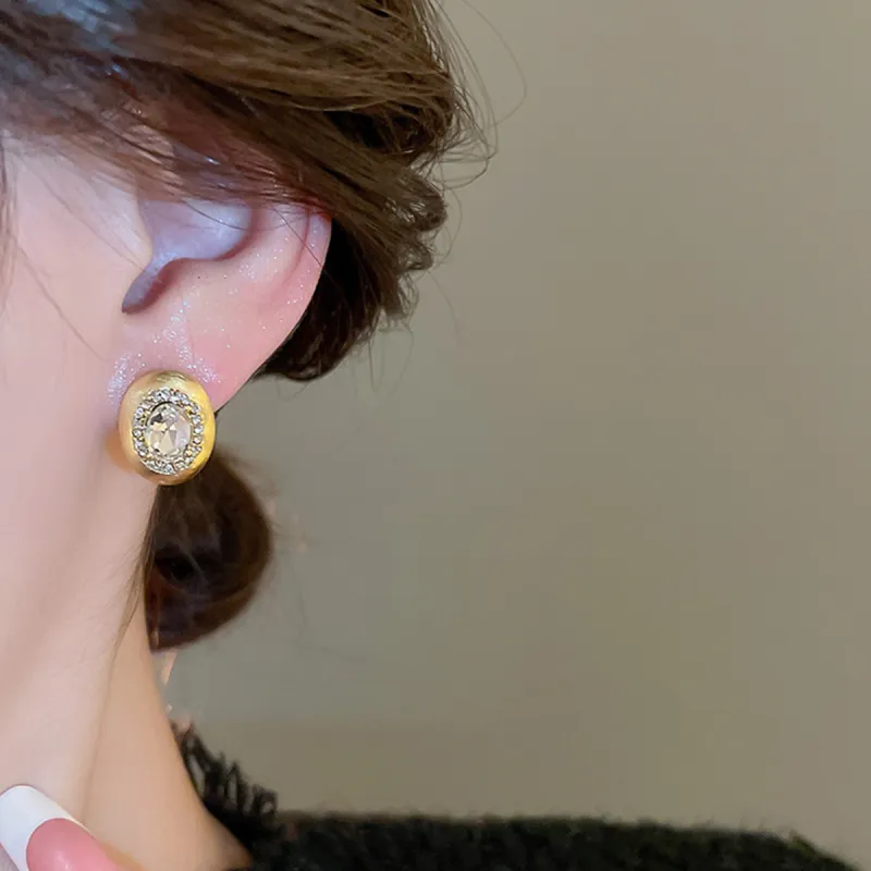 FEO Zircon Stud Earrings Women's-4