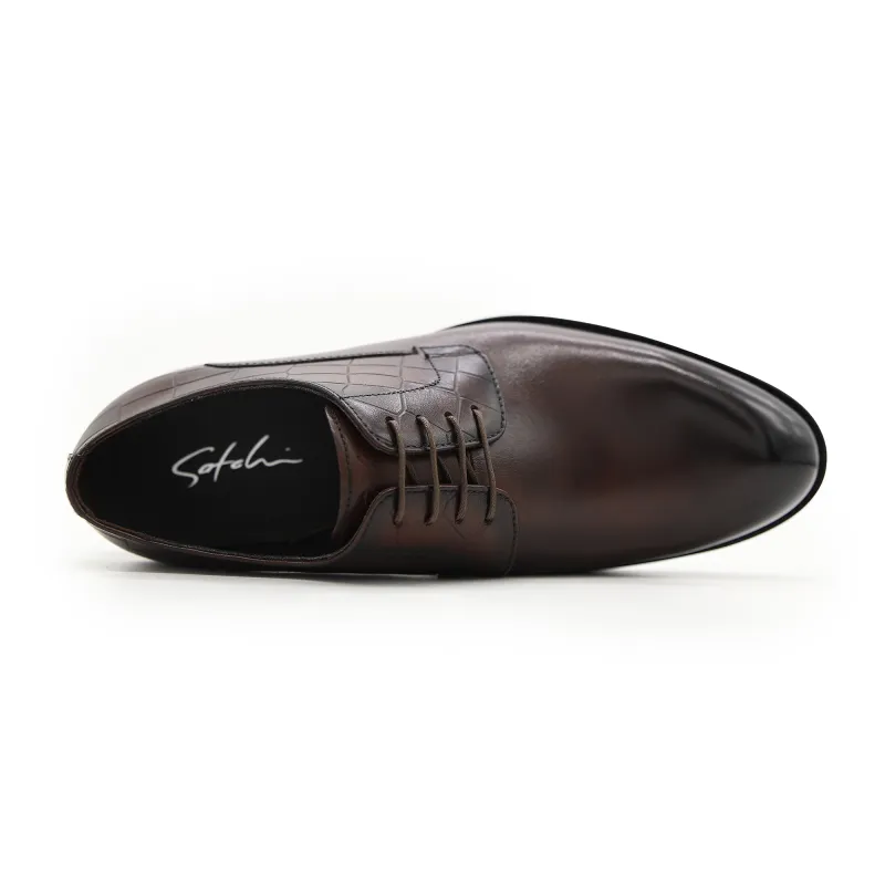 Satchi Dress Shoes Men Low Top Brown-3