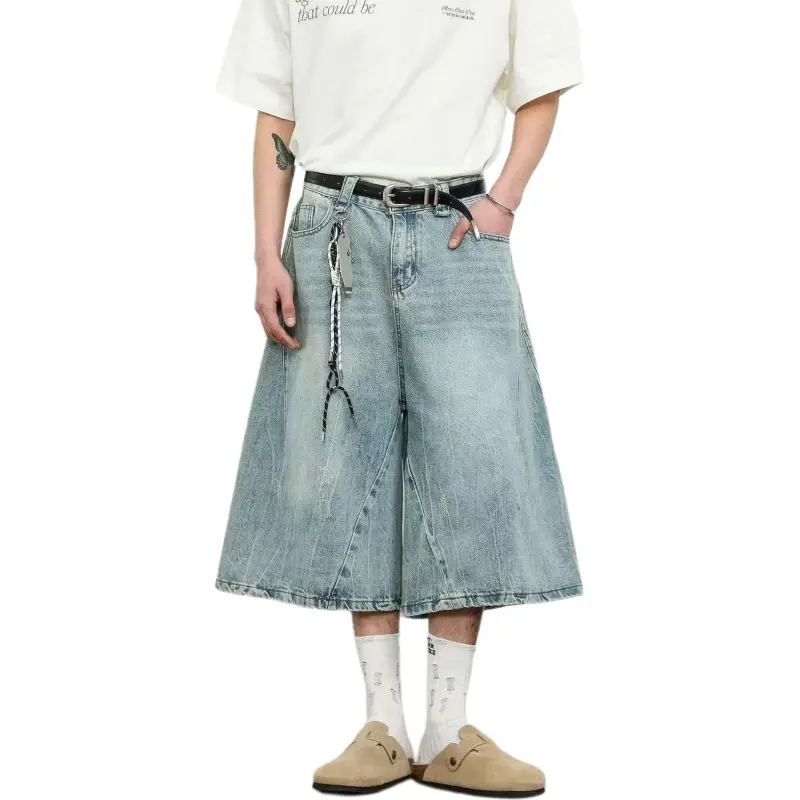 HLPT Denim Shorts Unisex Blue-5